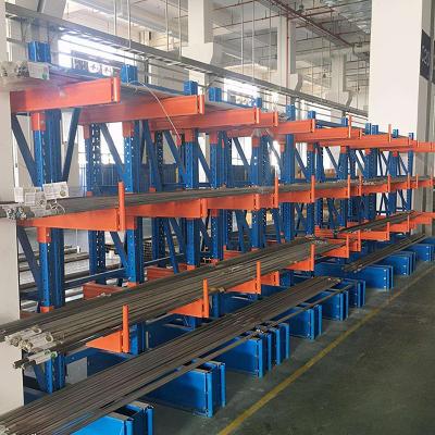 China Anti-Corrosion Storage Manual Steel Plate Warehouse Corrosion Protection Telescopic Cantilever Rack for sale