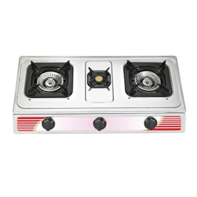 China Household Wholesale Price Custom 2022 OEM Products Stainless Steel Panel Table Top 3 Burner Gas Cooker Stove for sale