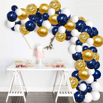 China Balloons Garland Kit Navy Latex Navy Blue and White Gold Confetti Balloons Arch for sale