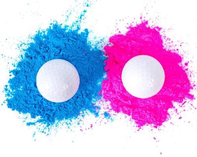 China Plastic Baby Gender Reveal Exploding Golf Balls Pink And Blue Set For Boy Or Girl Gender Reveal Party for sale