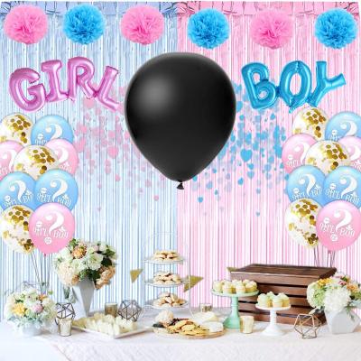 China Latex And Paper Gender Reveal Balloon Party Supplies 36 Inch Gender Reveal Boy Or Girl Banner Confetti Foil Balloon for sale