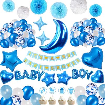 China Latex Baby Shower Decorations For Boy Blue Style Baby Shower Party Supplies for sale