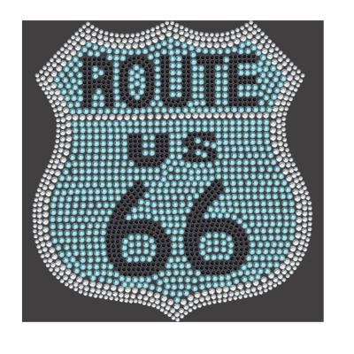 China Wholesale Custom Flatback Route We 66 Rhinestone Transfers Iron On For T Shirt for sale