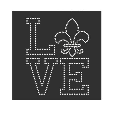 China Flatback wholesale custom I love fleur de lis rhinestone crystal sticker rhinestone transfer for garment for sale