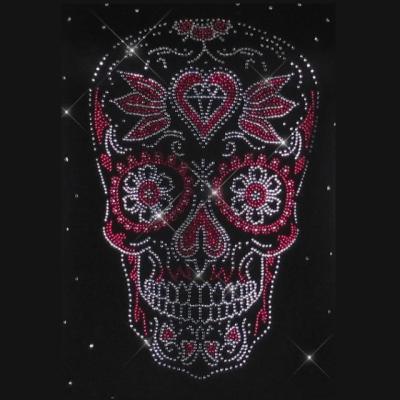 China Custom Made Pink Sugar Skull Rhinestone Transfer Designs from Flatback Bling for sale