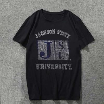 China Custom Flatback Jackson State University JUS Logo Designs Rhinestone Hear Transfer For Clothes Shirt for sale