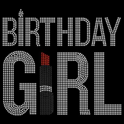 China Custom Flatback Bling Bling Birthday Girl Iron On Rhinestone Transfer Designs for sale