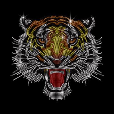 China Flatback Customized Tiger Rhinestone Transfer Motifs Designs For T Shirt for sale