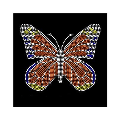 China Flatback Factory Hotfix Strass Butterfly Hotfix Rhinestone Custom Rhinestone Iron On Decal Applique for sale