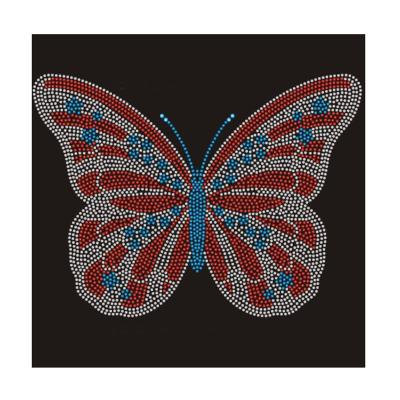 China Hot Fix Flatback Crystal Templates Butterfly Pattern Hotfix Rhinestone Transfer For T-shirt for sale