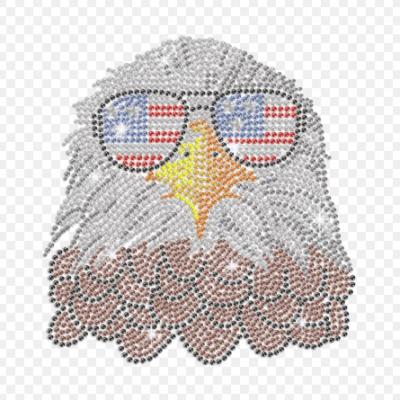 China Cool Flatback Eagle Custom With American Flag Glass Iron On Rhinestone Transfer for sale