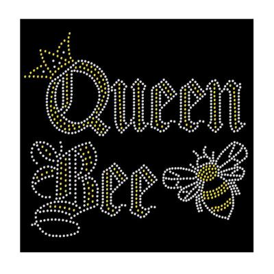 China Wholesale Queen Bee Bling Custom Made Hotfix Crystal Iron On Rhinestone Transfer Flatback Factory For T Shirt for sale