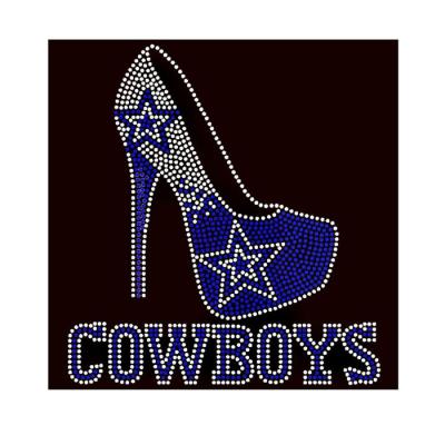 China Custom Flatback Bling Football Cowboy Heel Shoes Rhinestone Iron On Transfer For T Shirt for sale