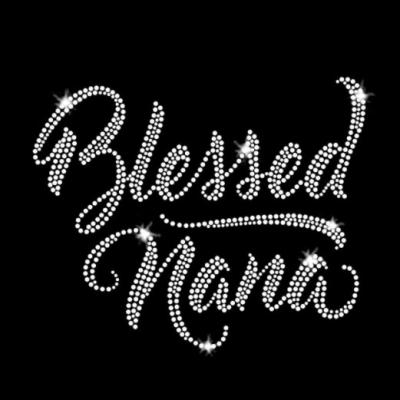 China Custom Religious Flatback Rhinestone Designs Blessed NaNa Grandma Rhinestones Transfer for sale