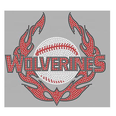 China Flatback Customized Wholesale Wolverines Baseball Rhinestone Transfer Designs for sale