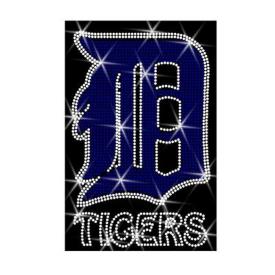 China Custom Detroit Tigers Flatback Bling D Logo Design Rhinestone Transfer For T Shirt for sale