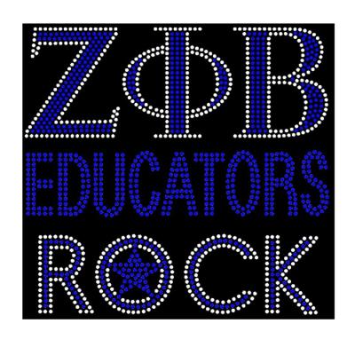 China Flatback Factory Customized Iron On Zeta Phi Beta Educators Rock Rhinestone Transfer Wholesale for sale