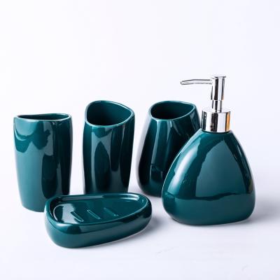 China Lanfengye Factory Price Sustainable Bathroom Set Modern Bathroom Accessories Set Bath Soap Dispenser Toothbrush Holder for sale