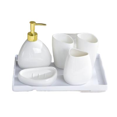 China Lanfengye Sustainable Sustainable Ceramic Bathroom Accessories Set Modern Bathroom Set White Porcelain Bathroom Set for sale