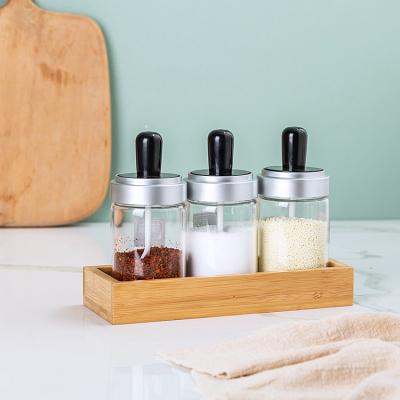 China Lanfengye Viable High Quality Fashionable Kitchen Spice Jar Storage Spice Storage Jar Glass Bottle Seasoning Set Wholesale for sale