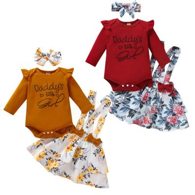 China Breathable Newborn Baby Clothes Baby Clothes Ruffles Cute Toddler Girls Clothes Floral Overalls Pants for sale