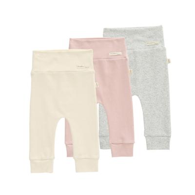 China Fade Proof Newborn Baby Trousers Solid Color 100% Cotton Baby Long Pants for sale