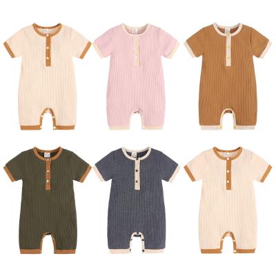 China 100% Cotton Toddler Baby Clothes Newborn Cotton Baby Rompers Ribbed Baby Jumpsuit Long Sleeve for sale