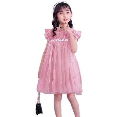 China Washable Summer Solid Color Printing Spliced ​​Tulle (Old) Babies' Dresses for sale