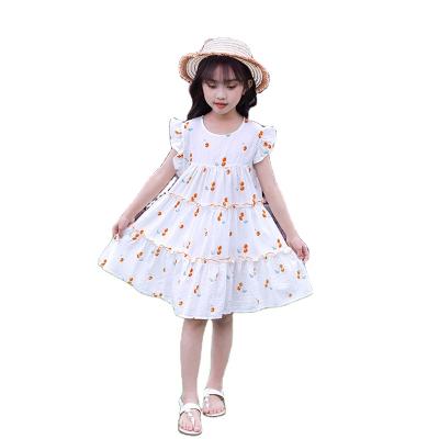 China Children's Boutique Clothing Girls Cotton Dress Materials Washable Yellow Flower Girl Princess Dress For Little Girl for sale