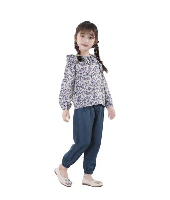 China Best Price Top Quality Two Piece Cotton Printing Printed Casual Christmas Tops Pants Girls Suits for sale