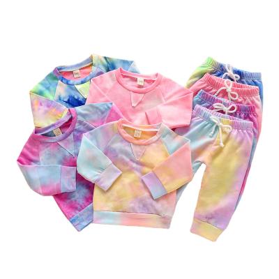 China 2 Piece Anti-Shrink Infant Cotton Tie Dye Sweater Suit, Baby Pants Suit, Jogging Suit for Boys and Girls for sale