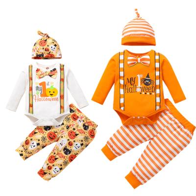 China Breathable My 1st Halloween Baby Boy Outfits Mommy Pumpkin Clothes Spider Romper+Pants+Hat Costume for sale