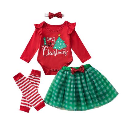 China Wholesale New Style Breathable Baby Clothes Romper Xmas Christmas Deer Printed Baby Rompers 3 Pcs Set for sale