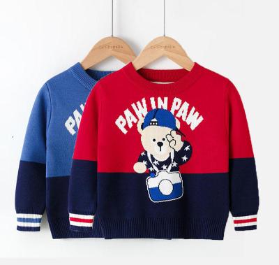 China Baby Boy Anti-Shrink Bear Cartoon Children Fat Warm Kids Knit Uniform Sweater for sale