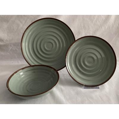 China Viable Morden 24pcs 36pcs Black Rim Dinnerware Set Glazed Stoneware For Supermarket Restaurant for sale