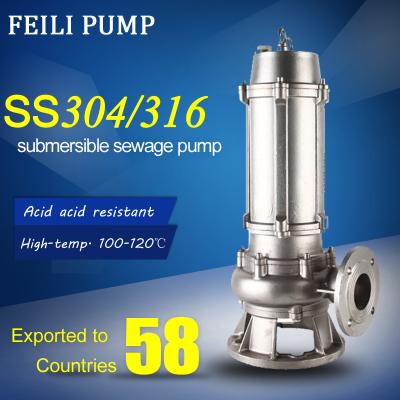 China Sewage Underground 3 Horsepower 220v Basement Water Pump Stainless Steel Sewage Pumps (100WQP50-7-2.2) for sale