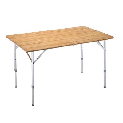 China Bamboo Outdoor Height Leisure Easy Carry Adjustable Bamboo Folding Table for sale