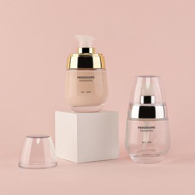 Cina 30ml Glass Foundation Bottle Skincare Packaging 1oz Glass Pump Bottle in vendita