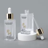 Κίνα Μπουκάλια σταγονίδια ορού YUHUA Custom Logo Square Clear Hair Oil Glass Dropper Bottle 1oz 30ml 50ml προς πώληση