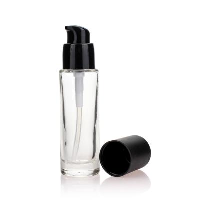 China Duidelijke het Glasfles van Matte Round Pump Bottle 30ml met GLB voor Vloeibare Stichting Te koop