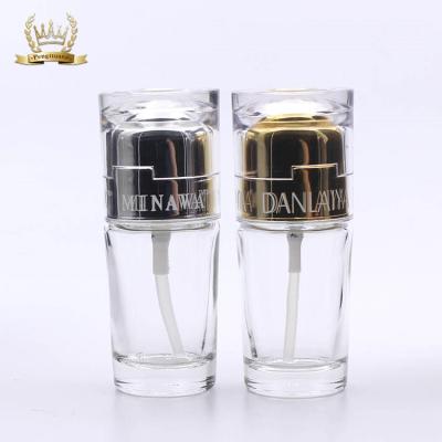 China Free Samples Cosmetics Packaging 35ml Acrylic Cover Clear Liquid Foundation Bottle for sale