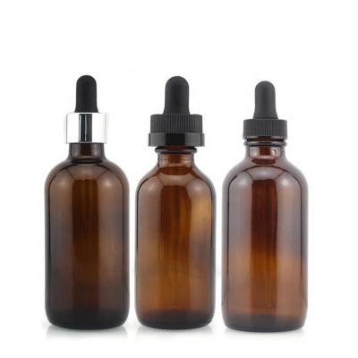 China Dropper 60ml Boston Glass Bottles Amber Body For Massage Oil for sale