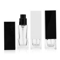 China 1.01oz Glass Foundation Bottles With Black Pump Skin Care Cosmetic Container for sale