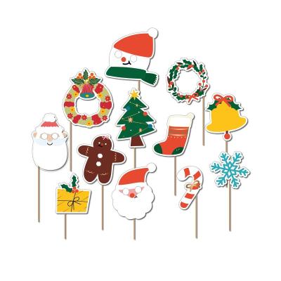 China Eco-Friendly Photo Booth Props Diy Merry Christmas Decoration Christmas Party Photo Booth Props Kit For Adults Kids for sale