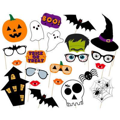 China Eco-friendly Photo Booth Props Halloween Party Supplies Customized 2023 Hot Sale Happy Halloween Photo Booth Stick Props for sale