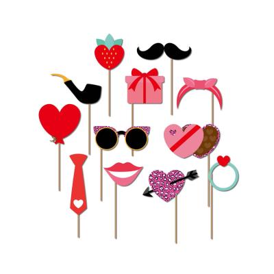 China Eco-Friendly Photo Booth Props Lip Mustache Funny Valentine Photo Booth Props 2023 Party Decorations Glass Props for sale