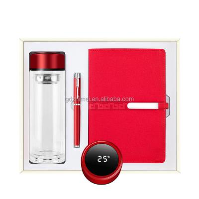 China Custom agriculture factory crystal glass bottle metal pen notebook office business gift set with journal for sale