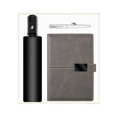 China Metal Single Pen Farming Business Gift Set Umbrella A5 Notebook Stationary Gift Set Supplies for sale