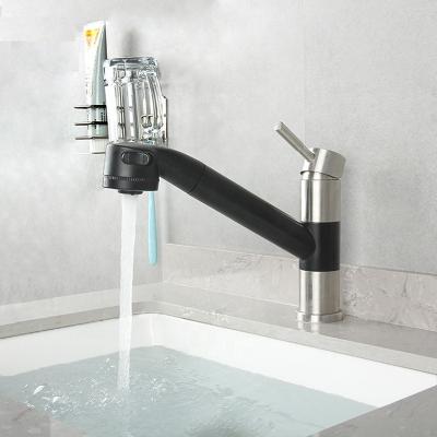 China Modern Single Handle Matte Black Faucets Metered 304 Stainless Steel Hot And Cold Water Pull Out Sprayer Hotel Bathroom Sink Faucet for sale