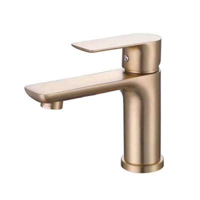 China Modern Single Handle Matte Black Gold Metered Faucets Brushed 304 Stainless Steel Bathroom Faucet for sale